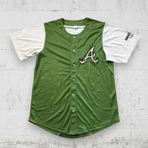 ATLANTA BRAVES MINECRAFT movie men's M Jersey embroidered MLB Rare Baseball